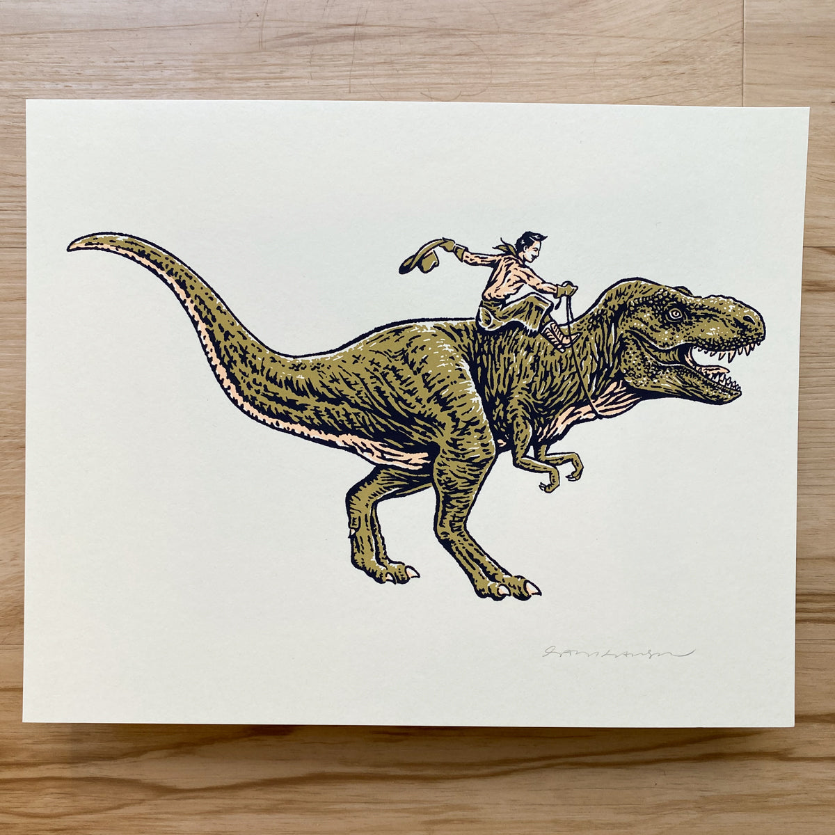 T-Rex Cowboy - Signed 10x8in Silkscreen Print