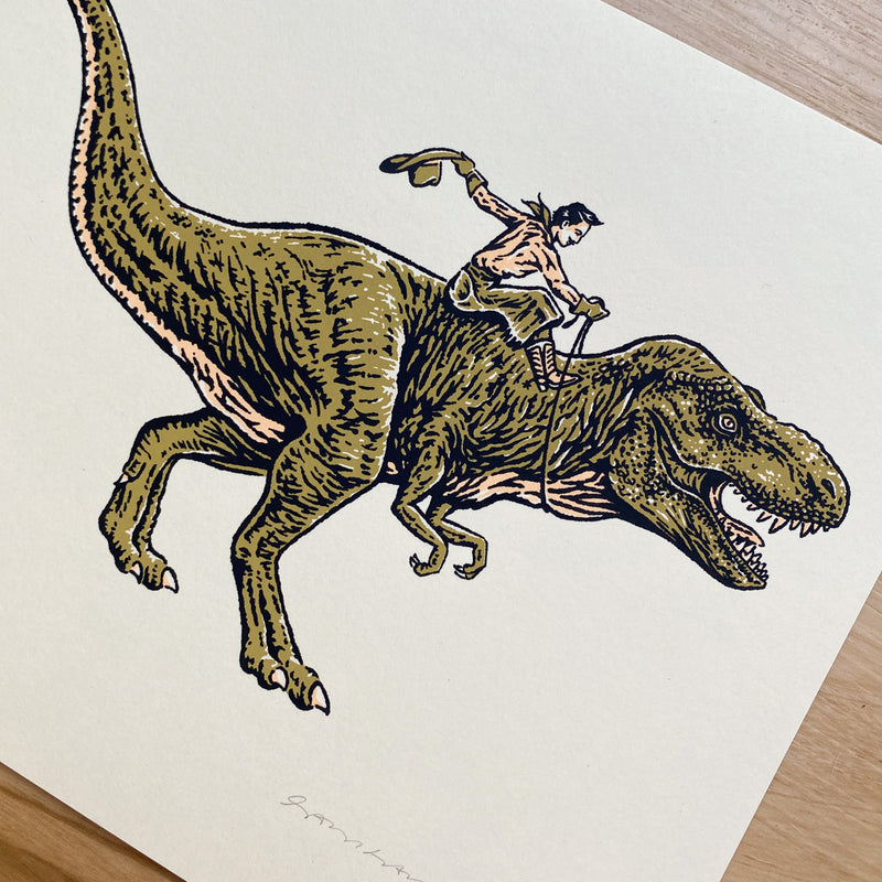 T-Rex Cowboy - Signed 10x8in Silkscreen Print