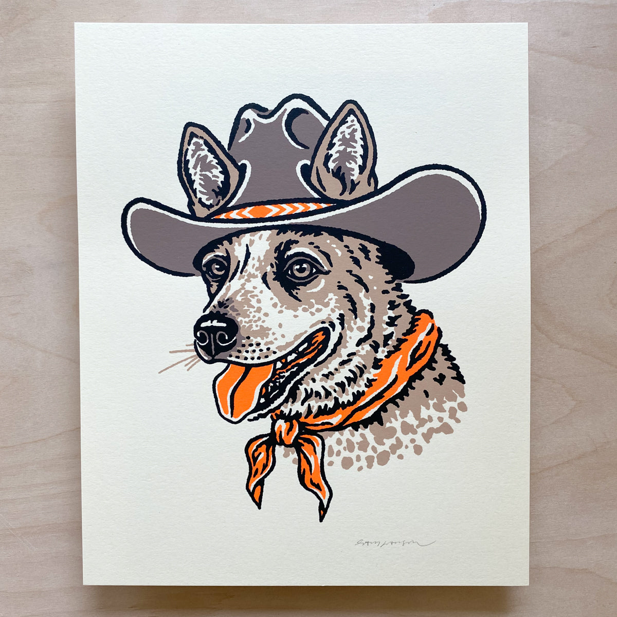 Red Heeler Cowdog - 8x10in Signed Silkscreen Print