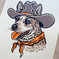 Red Heeler Cowdog - 8x10in Signed Silkscreen Print