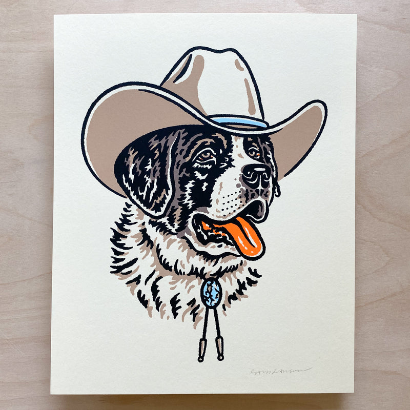 Saint Bernard Cowdog - 8x10in Signed Silkscreen Print