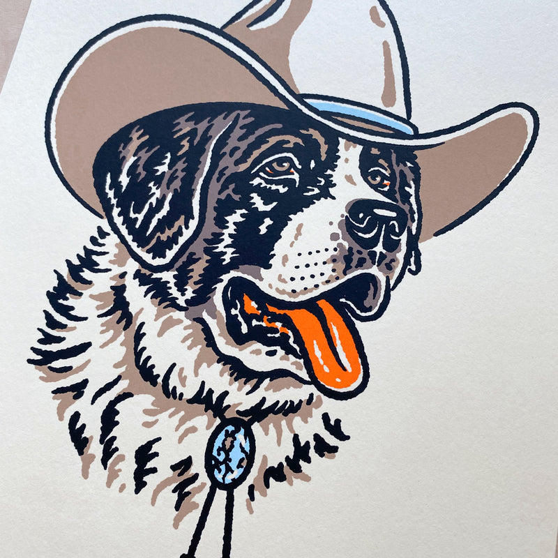 Saint Bernard Cowdog - 8x10in Signed Silkscreen Print