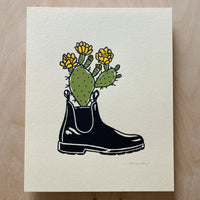 Prickly Pear Black Boot - Signed 8x10in Silkscreen Print