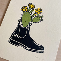 Prickly Pear Black Boot - Signed 8x10in Silkscreen Print