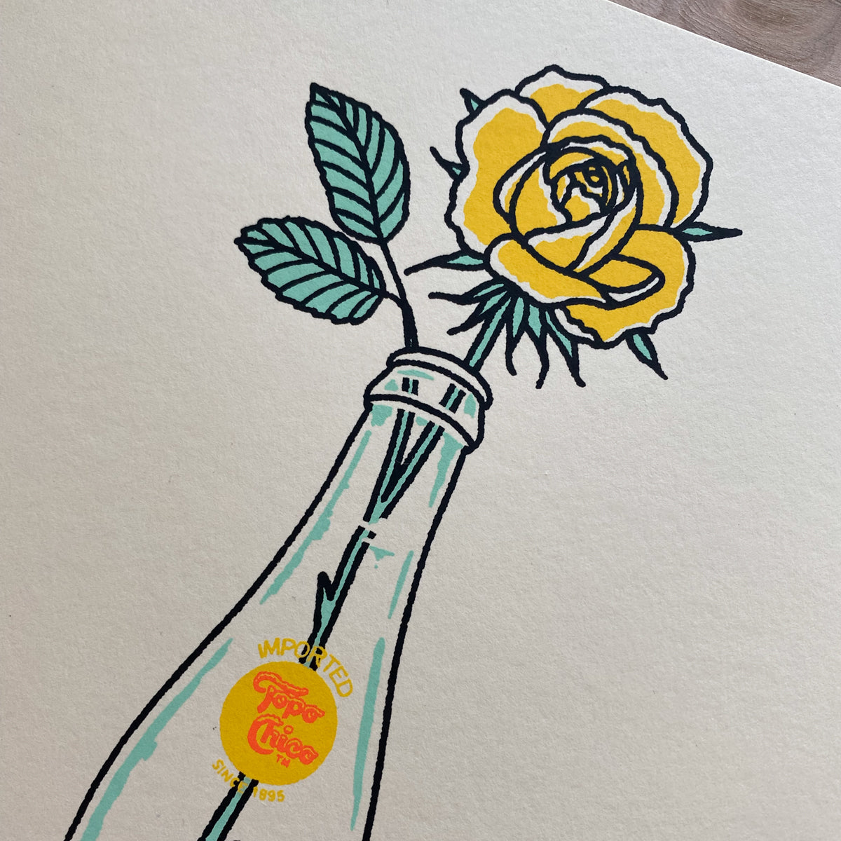 Yellow Rose Bottle - Signed 8x10in Silkscreen Print