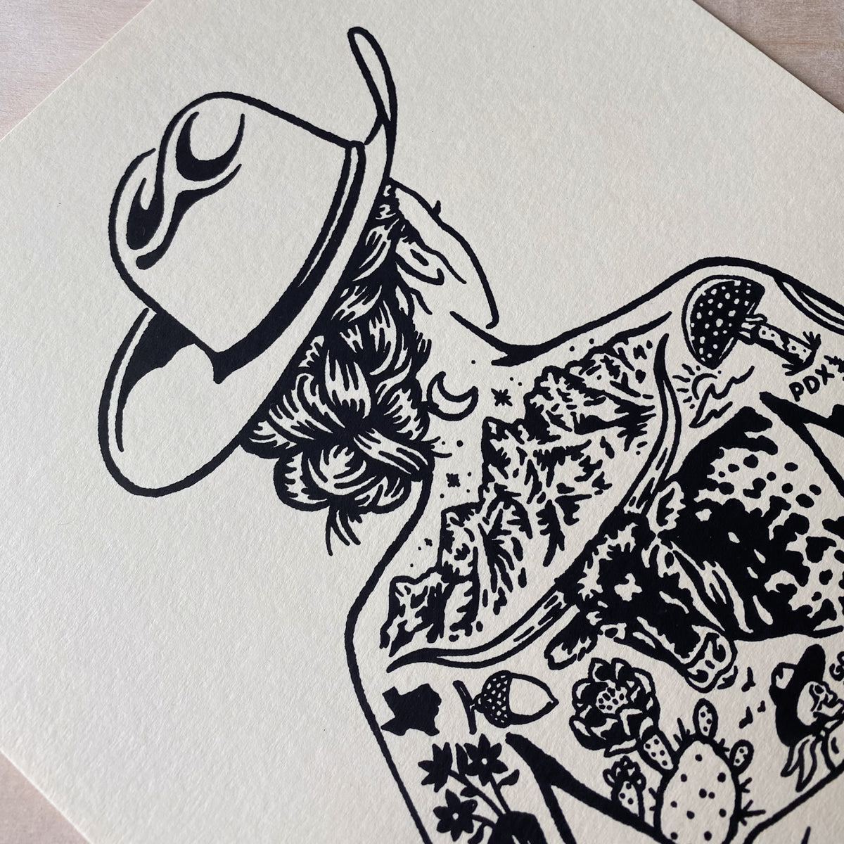 Tattooed Cowgirl 1 - Signed 8x10in Silkscreen Print