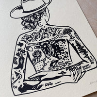 Tattooed Cowgirl 1 - Signed 8x10in Silkscreen Print