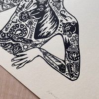 Tattooed Cowgirl 2 - Signed 10x8in Silkscreen Print