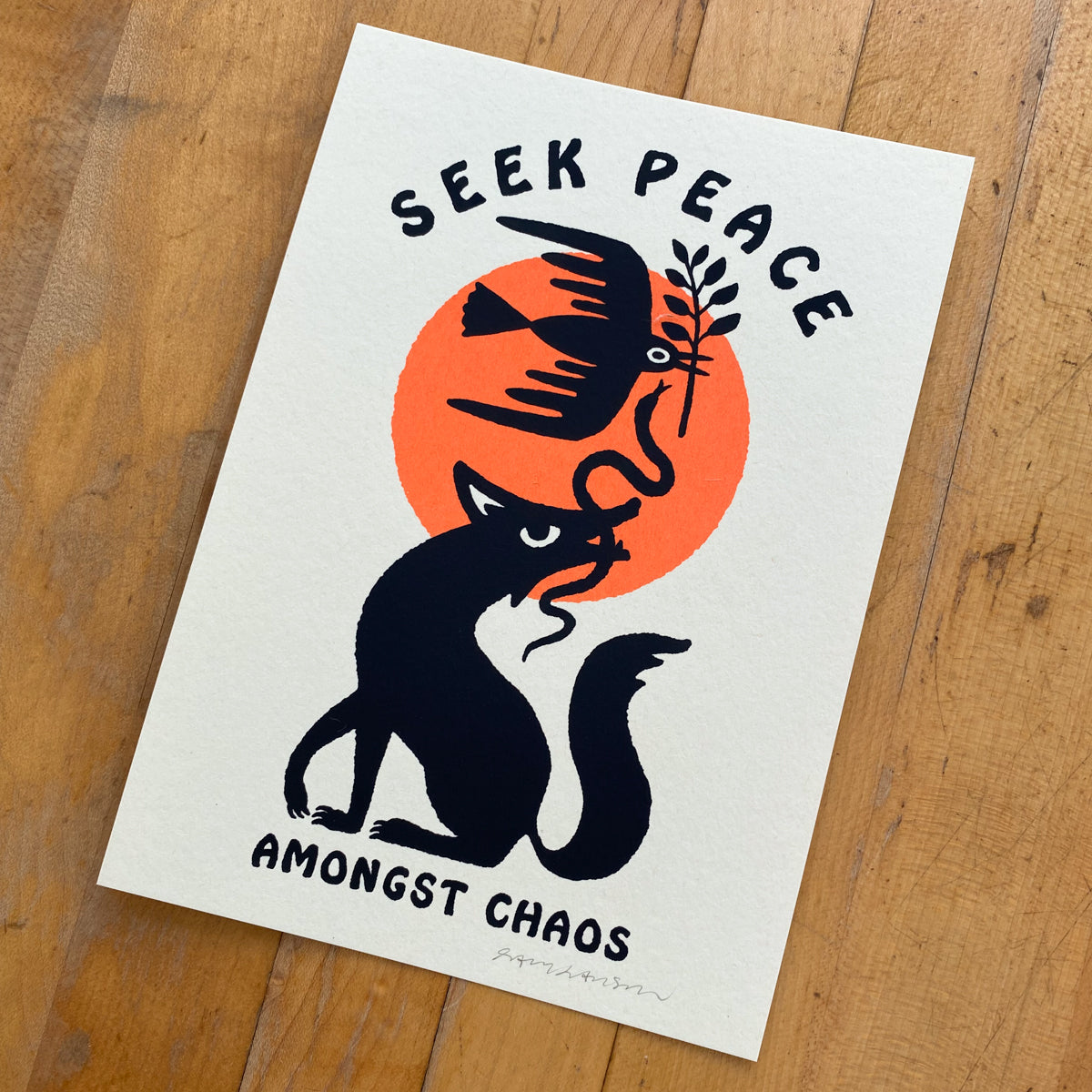 Seek Peace - Signed 5x7in Silkscreen Print