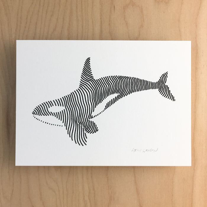 Lined Orca - Signed 5x7in Silkscreen Print