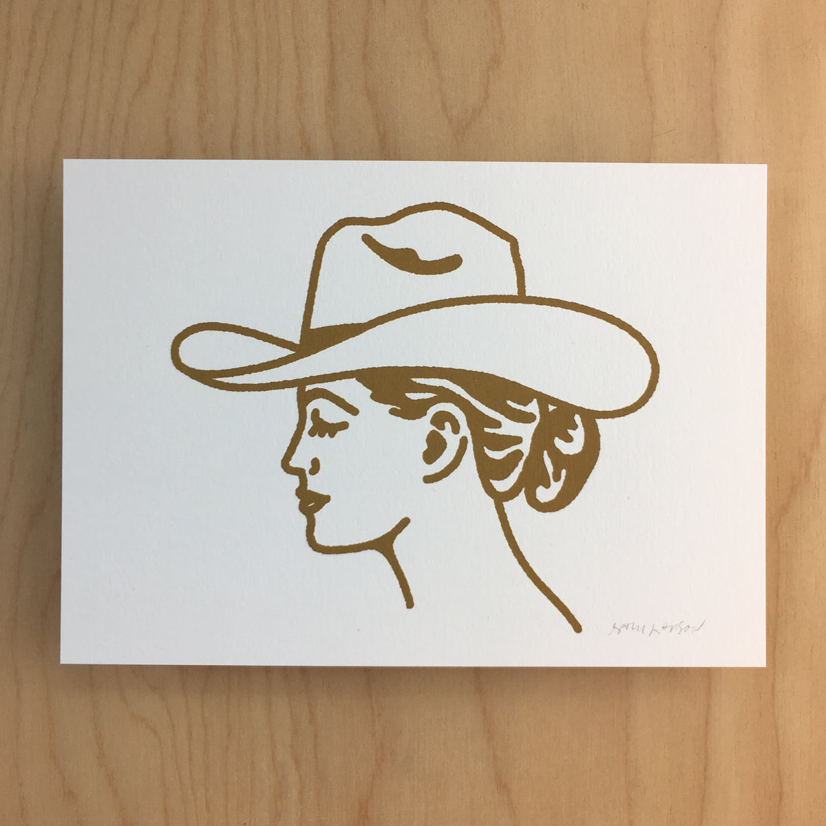 Austin Cowgirl (GOLD) - Signed 5x7in Silkscreen Print