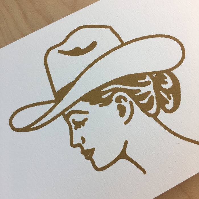 Austin Cowgirl (GOLD) - Signed 5x7in Silkscreen Print