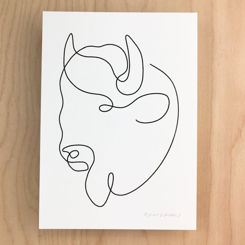 Mono Bison Head - Signed Print #130