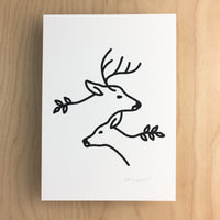 Together Deer - Signed 5x7in Silkscreen Print