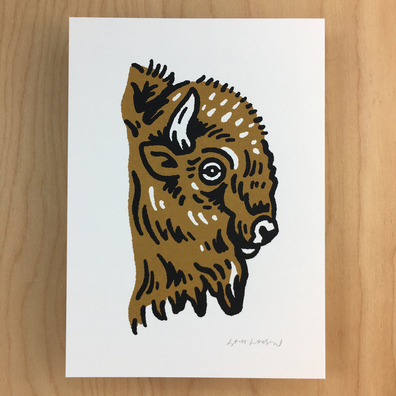 Plains Bison - Signed 5x7in Silkscreen Print