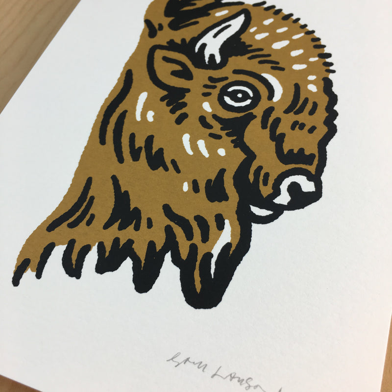 Plains Bison - Signed 5x7in Silkscreen Print