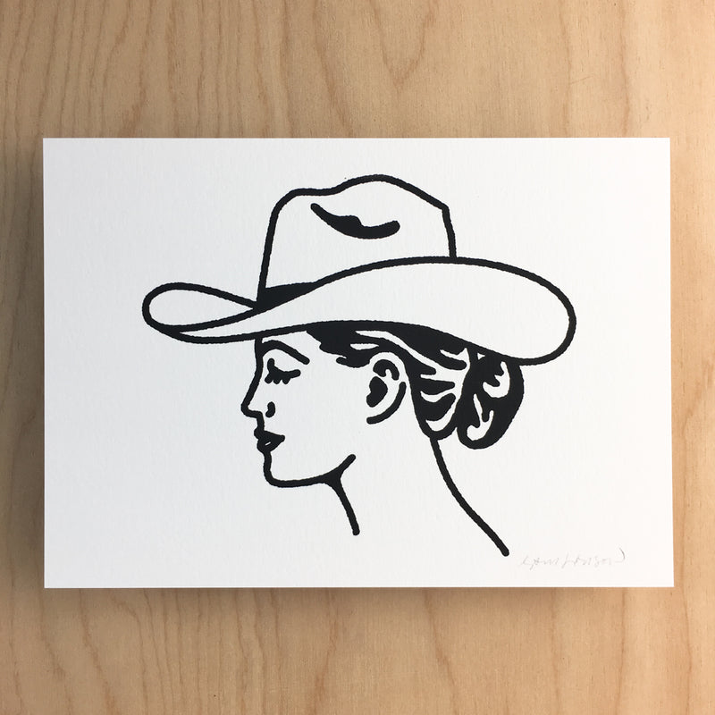 Austin Cowgirl (BLACK) - Signed 5x7in Silkscreen Print