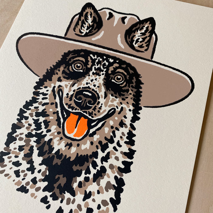 SOLD OUT. Blue Heeler Cowdog - Signed 8x10in Silkscreen Print